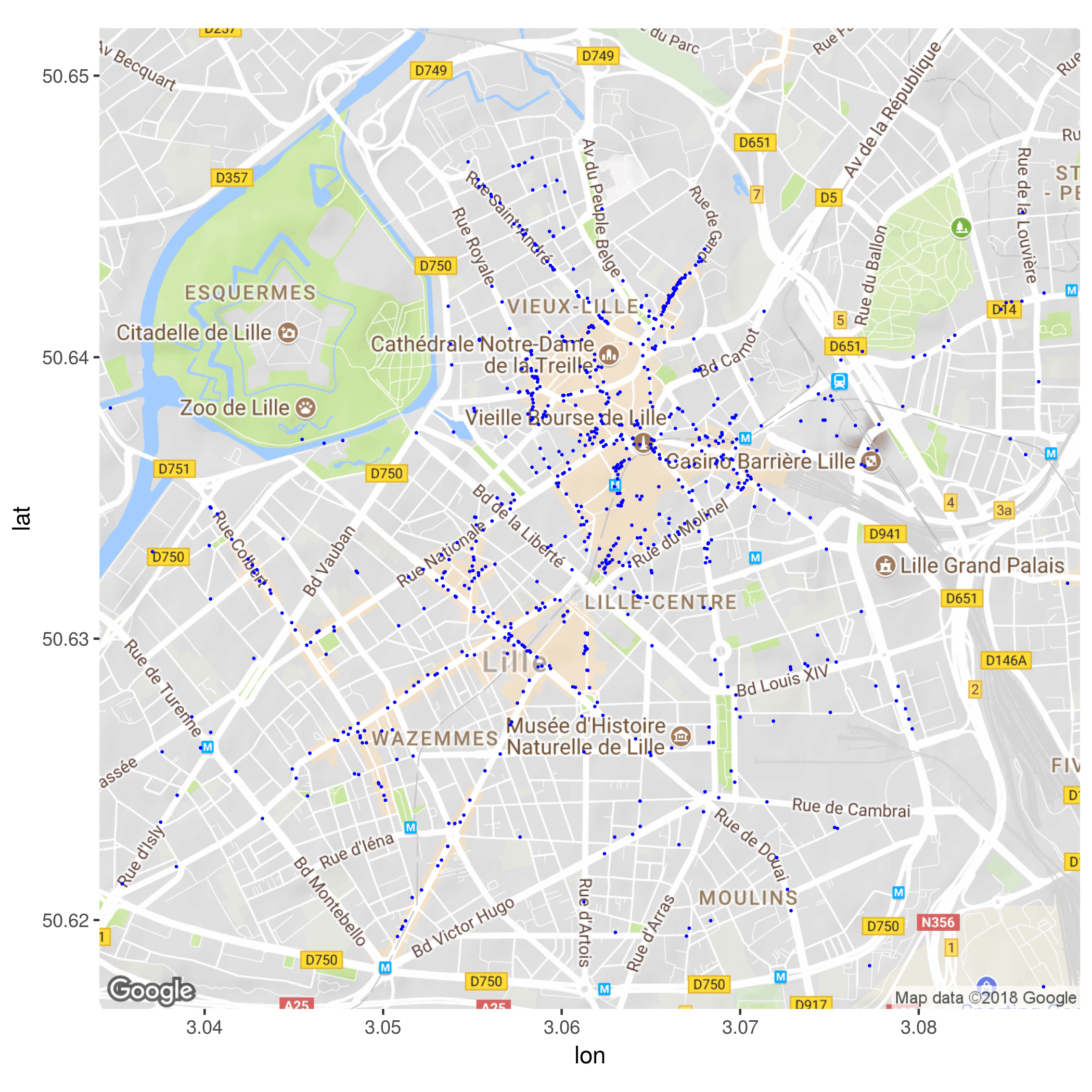 cartographie des restaurants de Lille