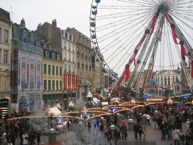 La grand'place de Lille à Noël. Fêtes de fin d'année 2008. Réveillon de Noël.