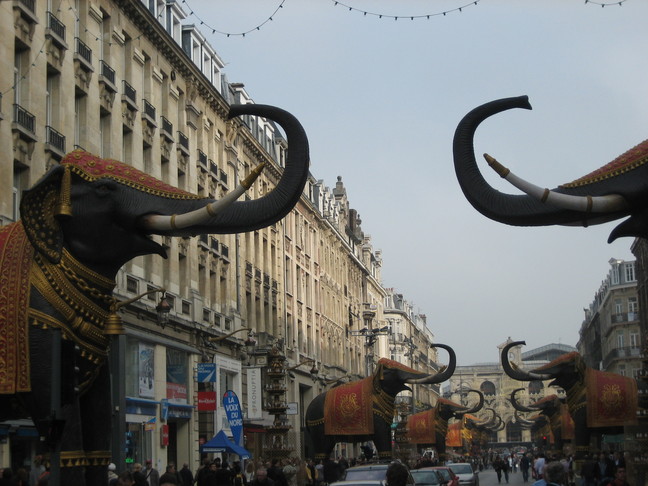 Les éléphants sur la rue Faidherbe. Bombaysers de Lille 3000. La parade.